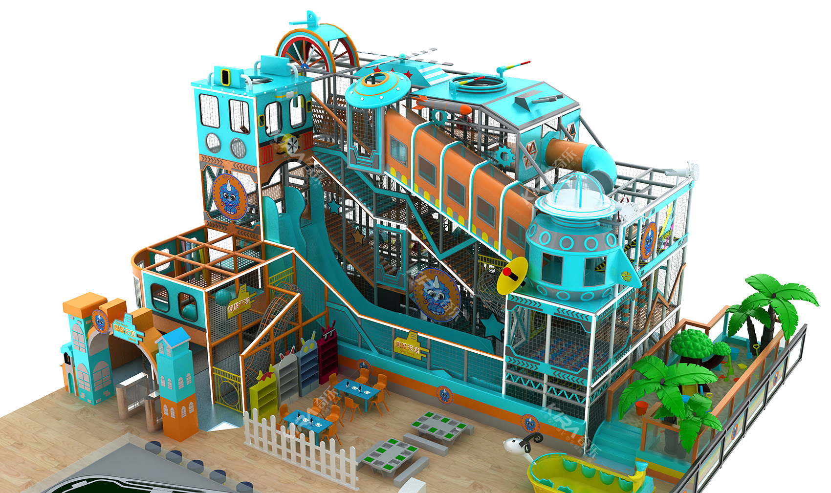 麒麟天宮是奇樂集團在2020年，在青島做的兒童樂園-彈跳迷宮，這個麒麟天宮也是屬于兒童樂園的一種，